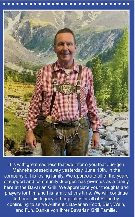 You are currently viewing Juergen Mahneke Plano, TX Obituary, Owner of the Bavarian Grill in Plano, TX Has Passed Away
